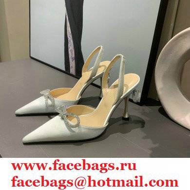 Mach & Mach 9cm heel Women's white Satin Double Bow Pumps - Click Image to Close
